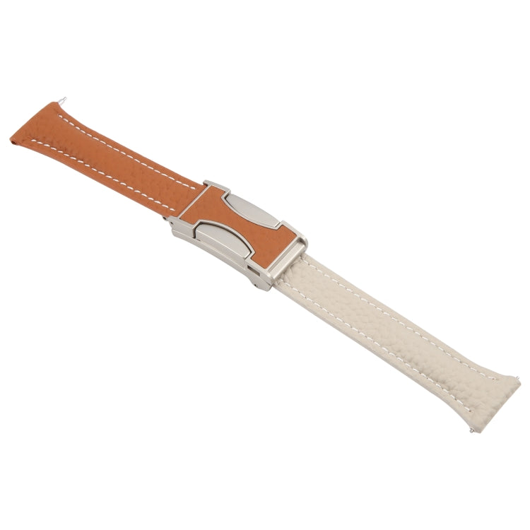 22mm Universal Slim Magnetic Buckle Genuine Leather Watch Band(Brown Light Grey) - free shipping - PMc TechLife - Order now!