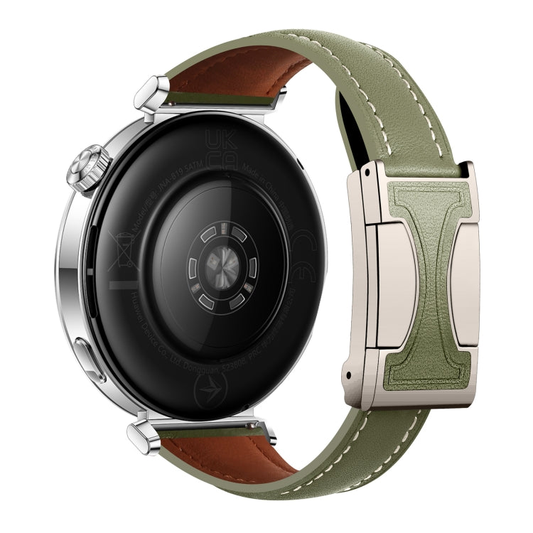 22mm Universal Slim Magnetic Buckle Genuine Leather Watch Band(Plain Weave Green) - free shipping - PMc TechLife - Order now!