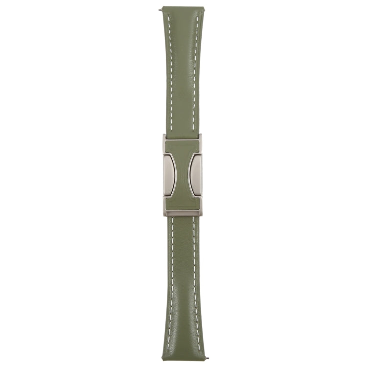 22mm Universal Slim Magnetic Buckle Genuine Leather Watch Band(Plain Weave Green) - free shipping - PMc TechLife - Order now!