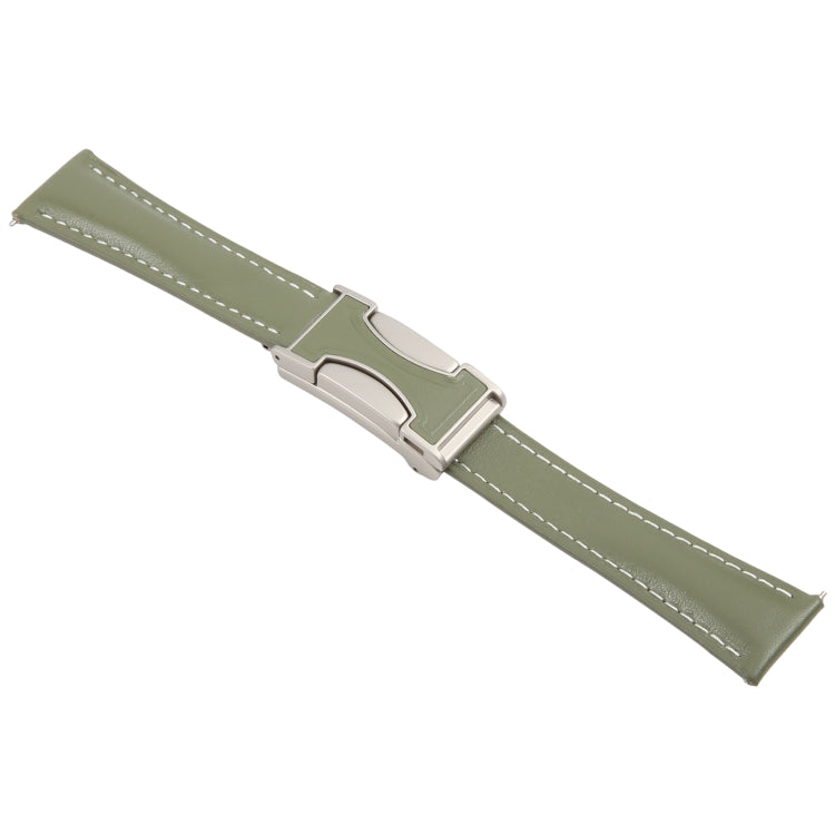 22mm Universal Slim Magnetic Buckle Genuine Leather Watch Band(Plain Weave Green) - free shipping - PMc TechLife - Order now!