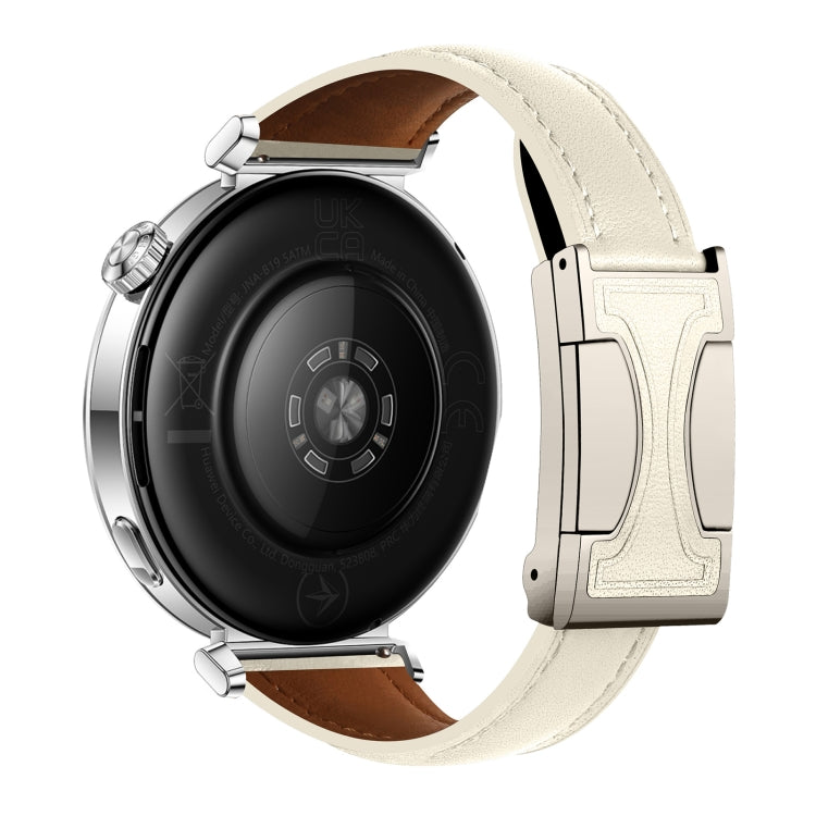 22mm Universal Slim Magnetic Buckle Genuine Leather Watch Band(Plain Weave Beige) - free shipping - PMc TechLife - Order now!