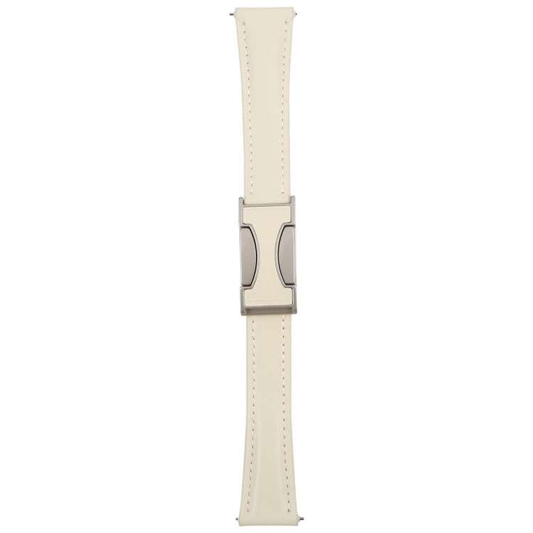 22mm Universal Slim Magnetic Buckle Genuine Leather Watch Band(Plain Weave Beige) - free shipping - PMc TechLife - Order now!