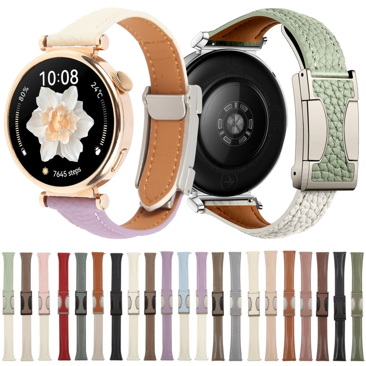 20mm Universal Slim Magnetic Buckle Genuine Leather Watch Band(Dark Green) - free shipping - PMc TechLife - Order now!