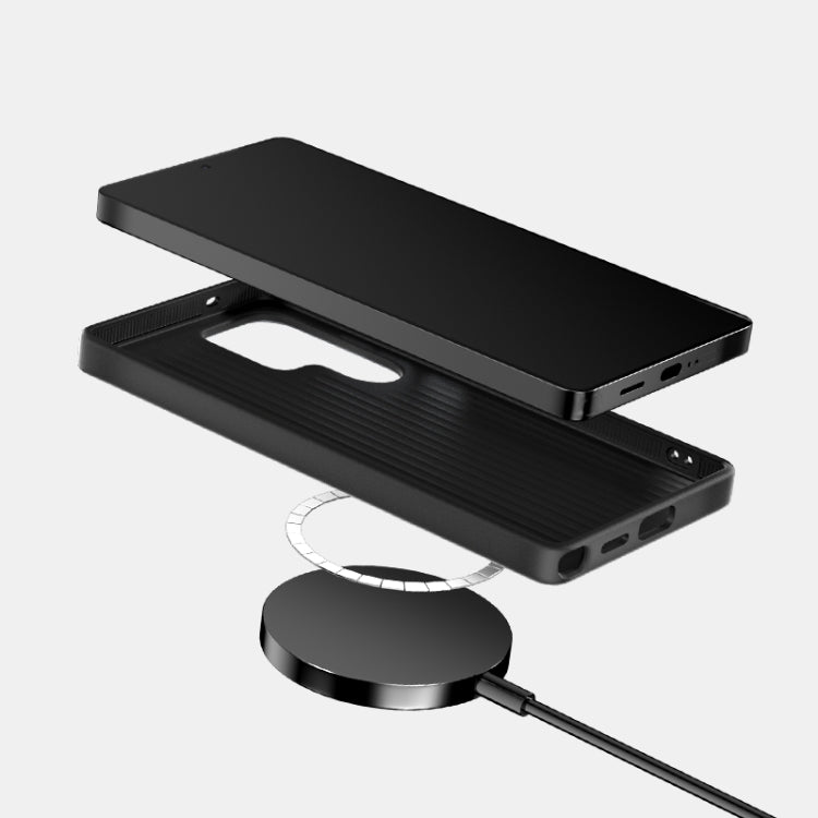 For Samsung Galaxy S25 5G / S24 5G ABEEL C Carbon Fiber Series 6D Micro Relief MagSafe Phone Case(Black Grey) - Galaxy S25 5G Cases by PMC TechLife | Online Shopping South Africa | PMC TechLife | Buy Now Pay Later Mobicred