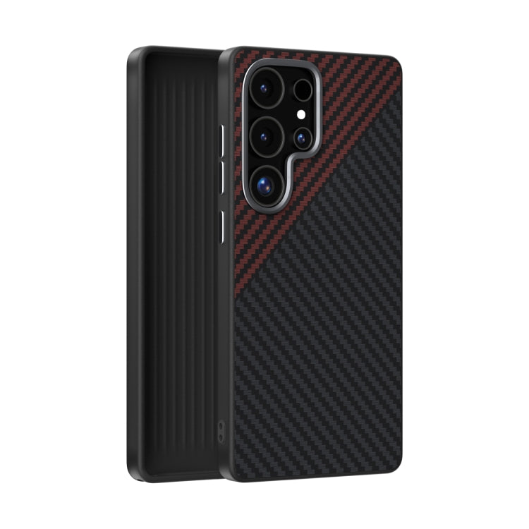 For Samsung Galaxy S25 Ultra 5G ABEEL C Carbon Fiber Series 6D Micro Relief MagSafe Phone Case(Black Red) - Galaxy S25 Ultra 5G Cases by PMC TechLife | Online Shopping South Africa | PMC TechLife | Buy Now Pay Later Mobicred