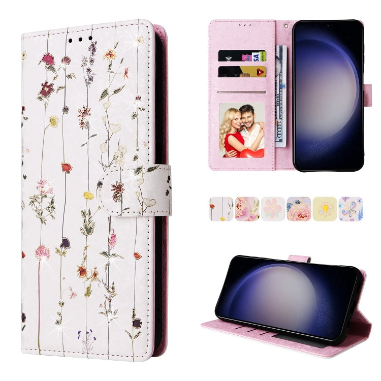For Samsung Galaxy S25 5G Bronzing Painting RFID Leather Phone Case(Flowers World) - Galaxy S25 5G Cases by PMC Jewellery | Online Shopping South Africa | PMC Jewellery | Buy Now Pay Later Mobicred