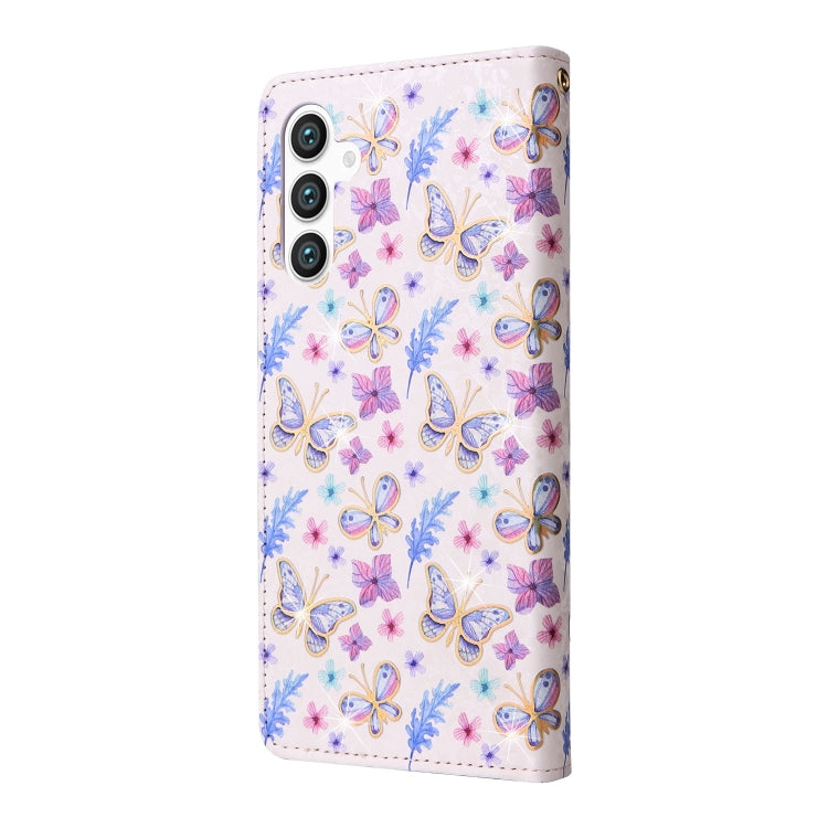 For Samsung Galaxy S25 5G Bronzing Painting RFID Leather Phone Case(Pansies) - Galaxy S25 5G Cases by PMC Jewellery | Online Shopping South Africa | PMC Jewellery | Buy Now Pay Later Mobicred