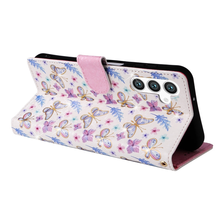 For Samsung Galaxy S25 5G Bronzing Painting RFID Leather Phone Case(Pansies) - Galaxy S25 5G Cases by PMC Jewellery | Online Shopping South Africa | PMC Jewellery | Buy Now Pay Later Mobicred