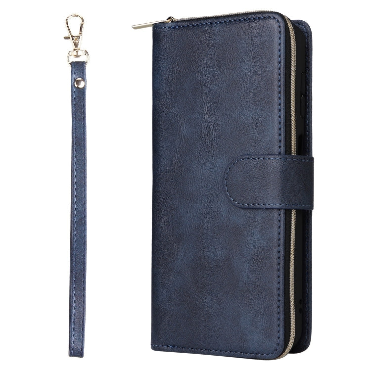 For Samsung Galaxy S25 5G 9-Card Slots Zipper Wallet Bag Leather Phone Case(Blue) - Galaxy S25 5G Cases by PMC TechLife | Online Shopping South Africa | PMC TechLife | Buy Now Pay Later Mobicred