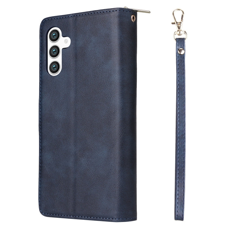 For Samsung Galaxy S25 5G 9-Card Slots Zipper Wallet Bag Leather Phone Case(Blue) - Galaxy S25 5G Cases by PMC TechLife | Online Shopping South Africa | PMC TechLife | Buy Now Pay Later Mobicred