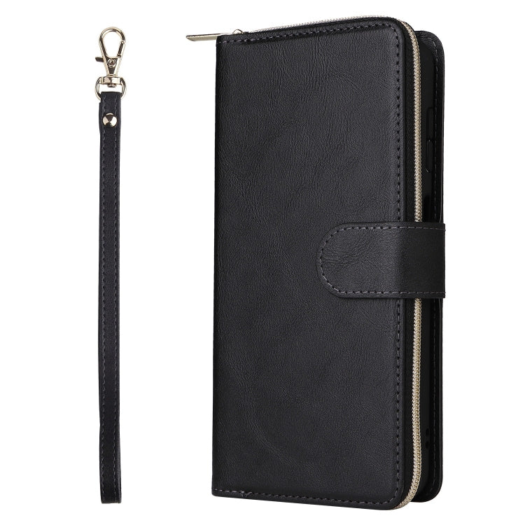 For Samsung Galaxy S25+ 5G 9-Card Slots Zipper Wallet Bag Leather Phone Case(Black) - Galaxy S25+ 5G Cases by PMC TechLife | Online Shopping South Africa | PMC TechLife | Buy Now Pay Later Mobicred