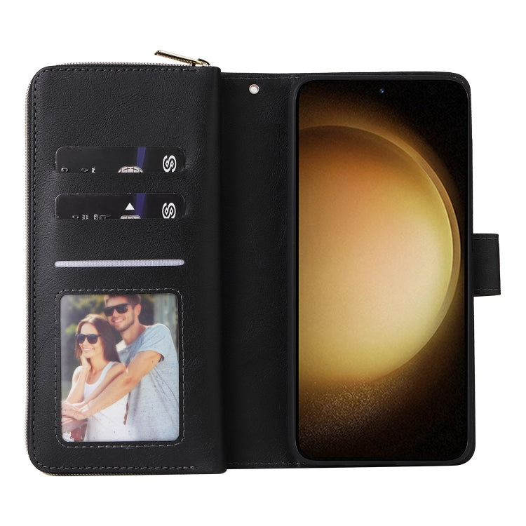 For Samsung Galaxy S25+ 5G 9-Card Slots Zipper Wallet Bag Leather Phone Case(Black) - Galaxy S25+ 5G Cases by PMC TechLife | Online Shopping South Africa | PMC TechLife | Buy Now Pay Later Mobicred