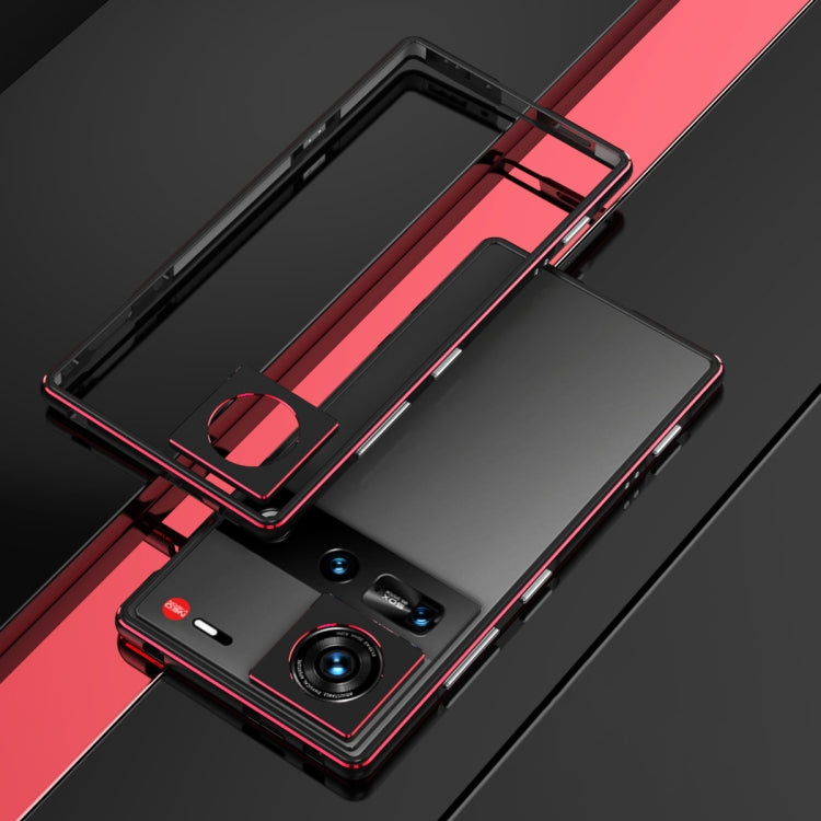 For ZTE nubia Z70 Ultra Aurora Series Lens Protector + Metal Frame Phone Case(Black Red) - ZTE Cases by PMC TechLife | Online Shopping South Africa | PMC TechLife | Buy Now Pay Later Mobicred