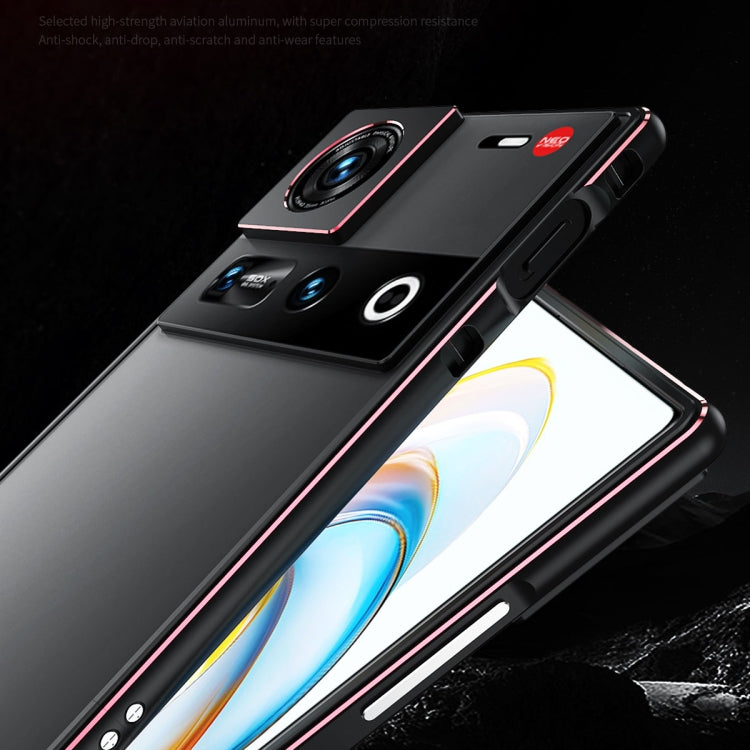 For ZTE nubia Z70 Ultra Aurora Series Lens Protector + Metal Frame Phone Case(Black Red) - ZTE Cases by PMC TechLife | Online Shopping South Africa | PMC TechLife | Buy Now Pay Later Mobicred