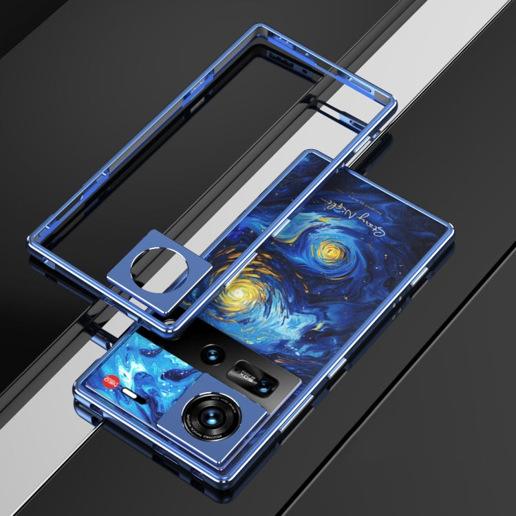 For ZTE nubia Z70 Ultra Aurora Series Lens Protector + Metal Frame Phone Case(Blue Silver) - ZTE Cases by PMC TechLife | Online Shopping South Africa | PMC TechLife | Buy Now Pay Later Mobicred