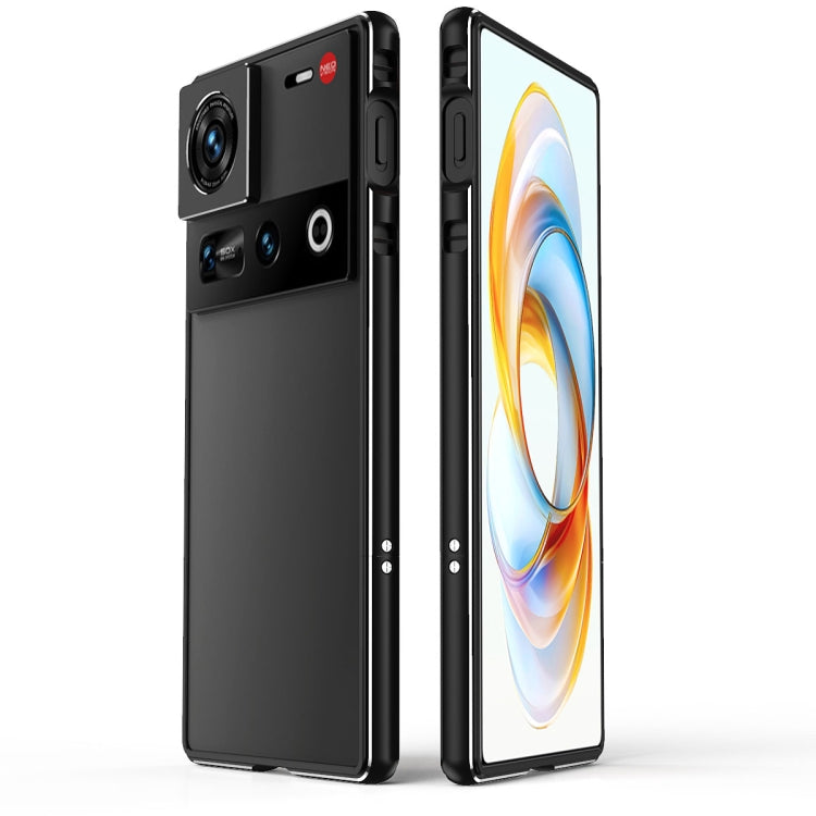 For ZTE nubia Z70 Ultra Aurora Series Lens Protector + Metal Frame Phone Case(Black Silver) - free shipping - PMC TechLife - Order now!