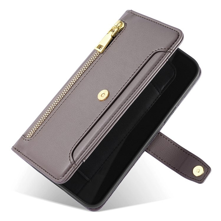 For Fujitsu Arrows We2 Sheep Texture Cross-body Zipper Wallet Leather Phone Case(Grey) - More Brand by PMC TechLife | Online Shopping South Africa | PMC TechLife | Buy Now Pay Later Mobicred