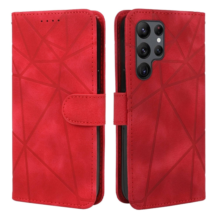 For Samsung Galaxy S25 Ultra 5G Skin Feel Geometric Lines Leather Phone Case(Red) - Galaxy S25 Ultra 5G Cases by PMC TechLife | Online Shopping South Africa | PMC TechLife | Buy Now Pay Later Mobicred