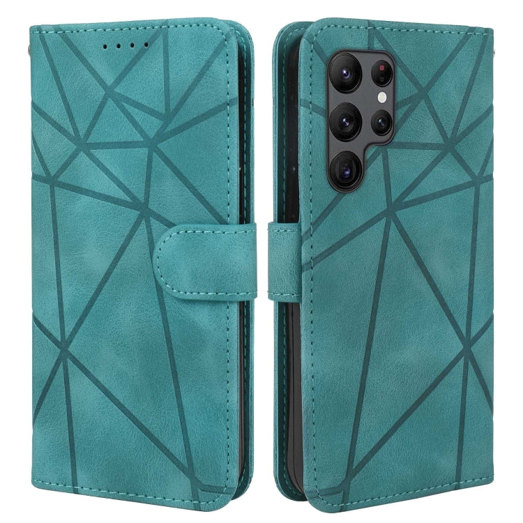 For Samsung Galaxy S25 Ultra 5G Skin Feel Geometric Lines Leather Phone Case(Green) - Galaxy S25 Ultra 5G Cases by PMC TechLife | Online Shopping South Africa | PMC TechLife | Buy Now Pay Later Mobicred