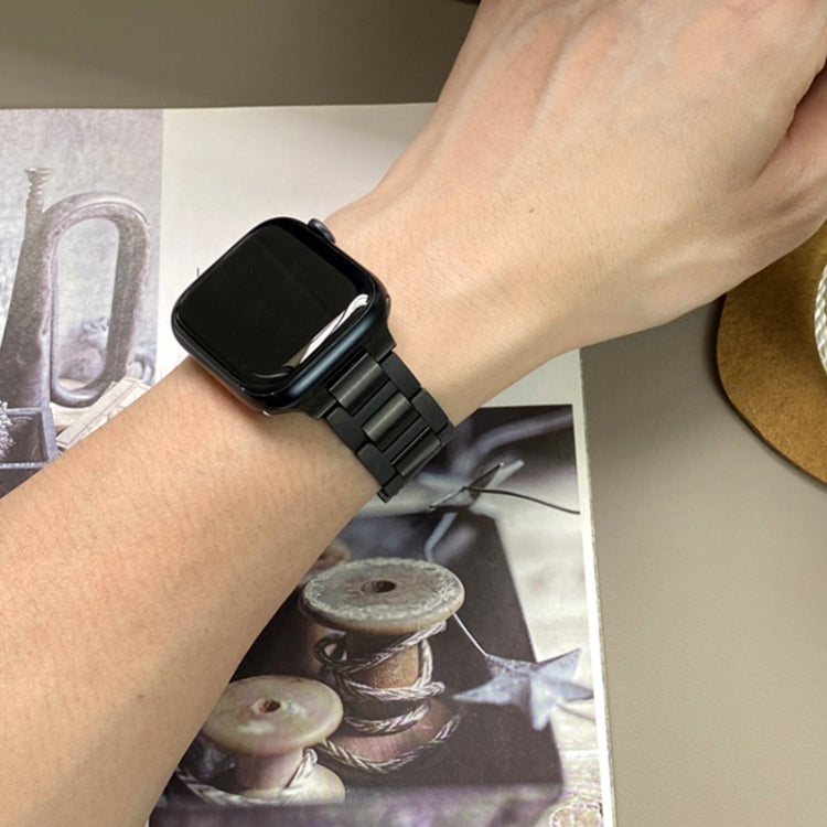 For Apple Watch 46mm / 49mm / 45mm / 44mm T-shaped Magnetic Buckle Stainless Steel Rubber Watch Band(Black Black Buckle) - free shipping - PMC TechLife - Order now!