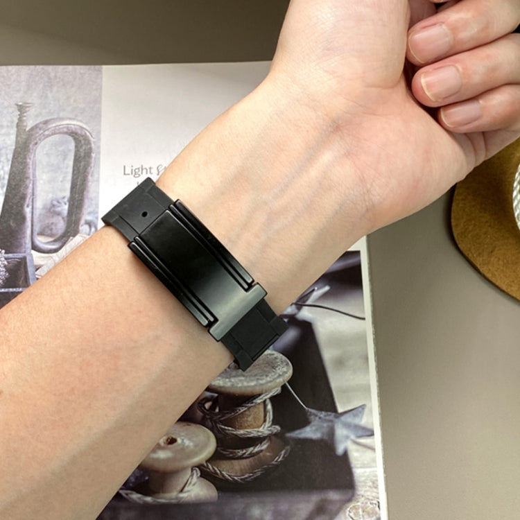 For Apple Watch 42mm / 41mm / 40mm / 38mm T-shaped Magnetic Buckle Stainless Steel Rubber Watch Band(Black Black Buckle) - free shipping - PMC TechLife - Order now!