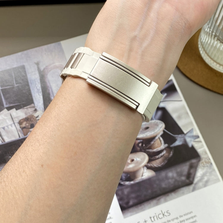 For Apple Watch 42mm / 41mm / 40mm / 38mm T-shaped Magnetic Buckle Stainless Steel Rubber Watch Band(Beige Starlight Buckle) - free shipping - PMC TechLife - Order now!