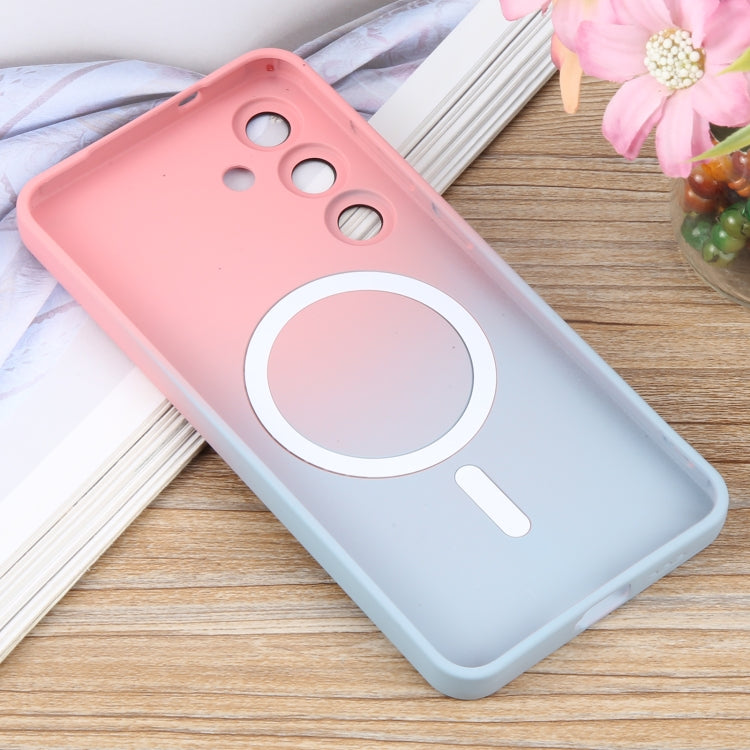 For Samsung Galaxy S25 5G Liquid TPU Silicone Gradient MagSafe Phone Case(Pink Blue) - Galaxy S25 5G Cases by PMC TechLife | Online Shopping South Africa | PMC TechLife | Buy Now Pay Later Mobicred