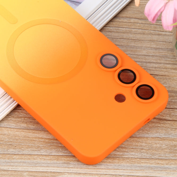 For Samsung Galaxy S25+ 5G Liquid TPU Silicone Gradient MagSafe Phone Case(Orange Yellow) - Galaxy S25+ 5G Cases by PMC TechLife | Online Shopping South Africa | PMC TechLife | Buy Now Pay Later Mobicred