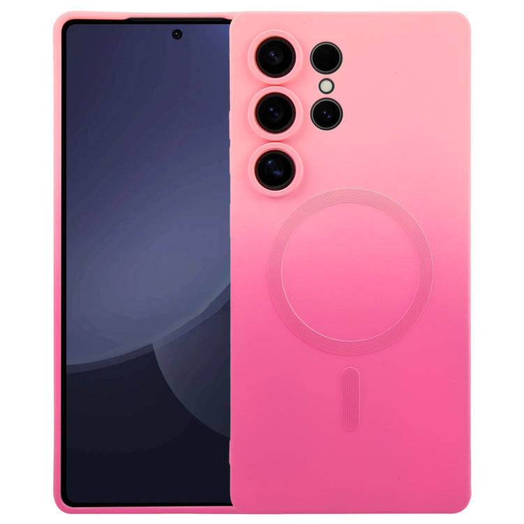 For Samsung Galaxy S25 Ultra 5G Liquid TPU Silicone Gradient MagSafe Phone Case(Pink Red) - Galaxy S25 Ultra 5G Cases by PMC TechLife | Online Shopping South Africa | PMC TechLife | Buy Now Pay Later Mobicred
