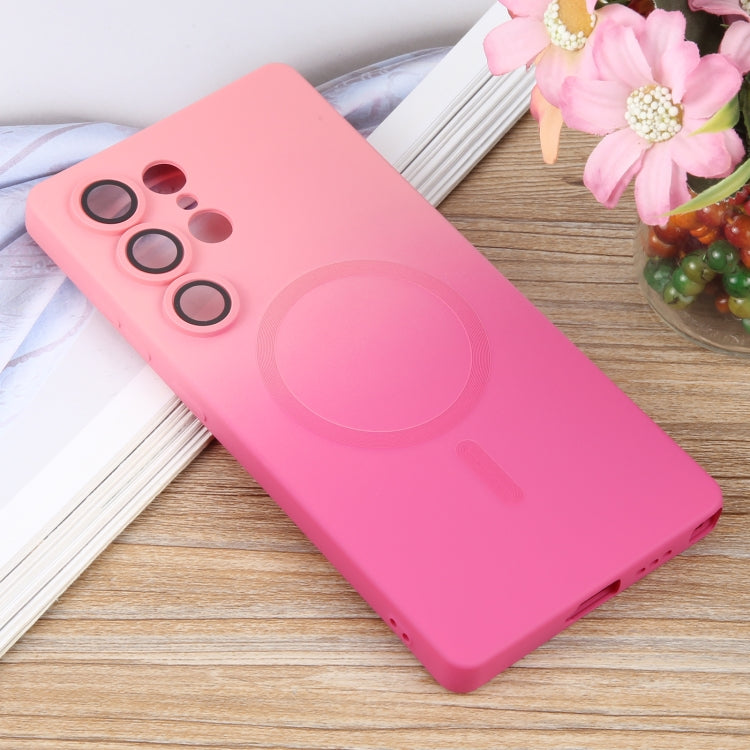 For Samsung Galaxy S25 Ultra 5G Liquid TPU Silicone Gradient MagSafe Phone Case(Pink Red) - Galaxy S25 Ultra 5G Cases by PMC TechLife | Online Shopping South Africa | PMC TechLife | Buy Now Pay Later Mobicred