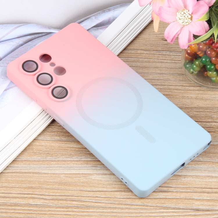For Samsung Galaxy S25 Ultra 5G Liquid TPU Silicone Gradient MagSafe Phone Case(Pink Blue) - Galaxy S25 Ultra 5G Cases by PMC TechLife | Online Shopping South Africa | PMC TechLife | Buy Now Pay Later Mobicred