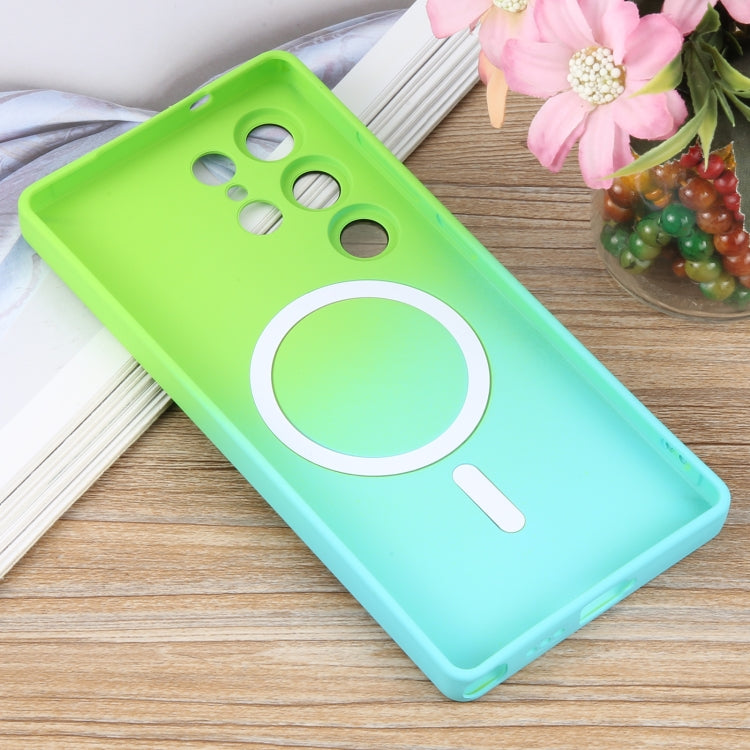 For Samsung Galaxy S25 Ultra 5G Liquid TPU Silicone Gradient MagSafe Phone Case(Cyan Blue) - Galaxy S25 Ultra 5G Cases by PMC TechLife | Online Shopping South Africa | PMC TechLife | Buy Now Pay Later Mobicred