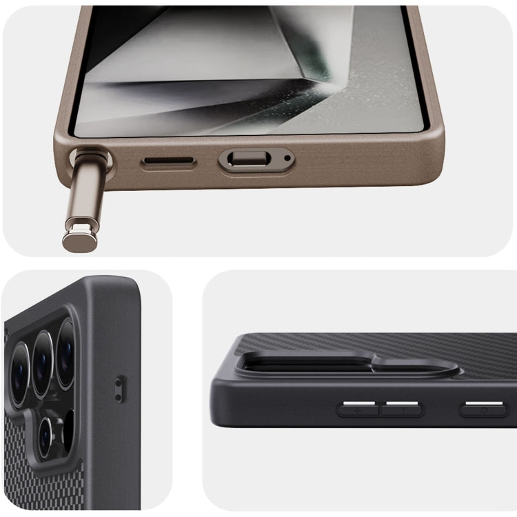 For Samsung Galaxy S25 Ultra 5G Pita Series TPU + PC Texture Phone Case(Gold) - Galaxy S25 Ultra 5G Cases by PMC TechLife | Online Shopping South Africa | PMC TechLife | Buy Now Pay Later Mobicred