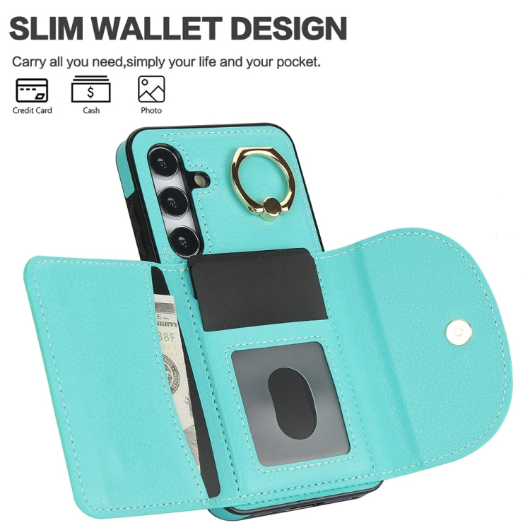 For Samsung Galaxy S25+ 5G Ring Holder Card Bag Skin Feel Phone Case(Green) - Galaxy S25+ 5G Cases by PMC Jewellery | Online Shopping South Africa | PMC Jewellery | Buy Now Pay Later Mobicred