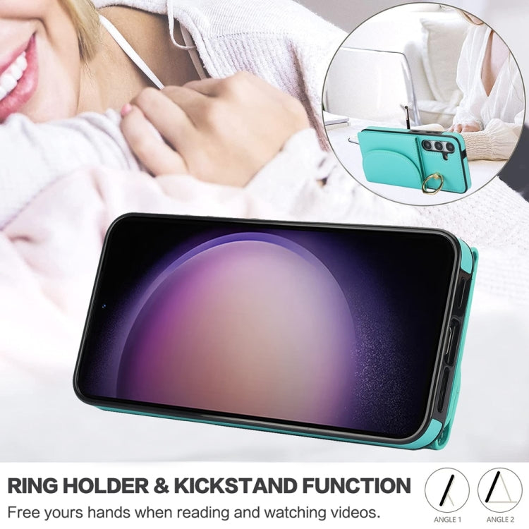 For Samsung Galaxy S25+ 5G Ring Holder Card Bag Skin Feel Phone Case(Green) - Galaxy S25+ 5G Cases by PMC Jewellery | Online Shopping South Africa | PMC Jewellery | Buy Now Pay Later Mobicred