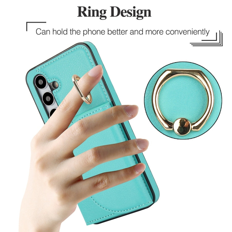 For Samsung Galaxy S25+ 5G Ring Holder Card Bag Skin Feel Phone Case(Green) - Galaxy S25+ 5G Cases by PMC Jewellery | Online Shopping South Africa | PMC Jewellery | Buy Now Pay Later Mobicred