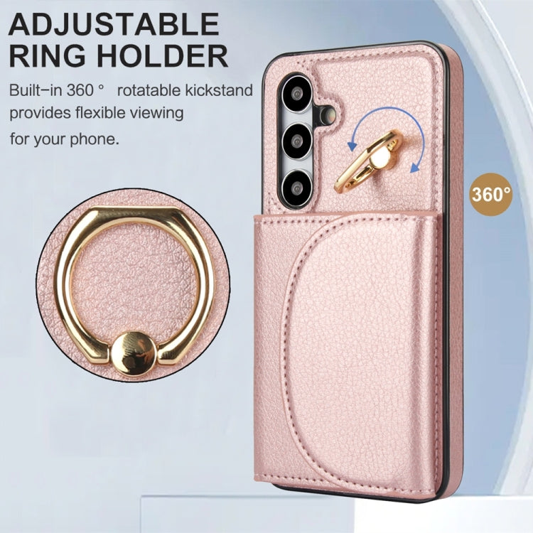 For Samsung Galaxy S25+ 5G Ring Holder Card Bag Skin Feel Phone Case(Rose Gold) - Galaxy S25+ 5G Cases by PMC Jewellery | Online Shopping South Africa | PMC Jewellery | Buy Now Pay Later Mobicred