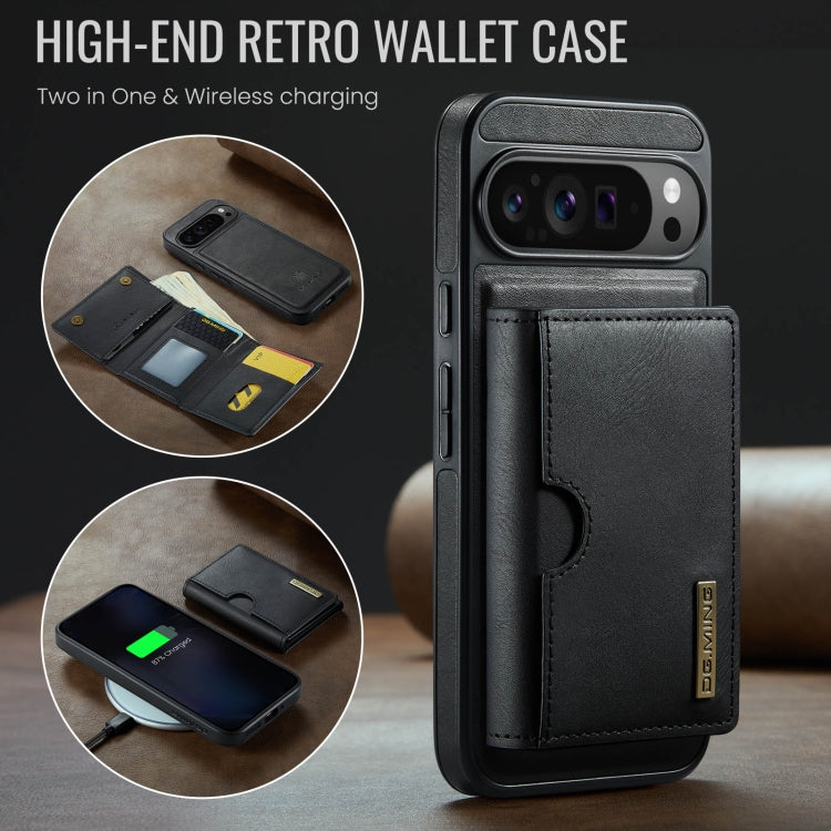 For Google Pixel 9 Pro XL DG.MING M6 Series RFID Tri-fold Card Bag Removable Leather Phone Case(Black) - Google Cases by DG.MING | Online Shopping South Africa | PMC TechLife | Buy Now Pay Later Mobicred