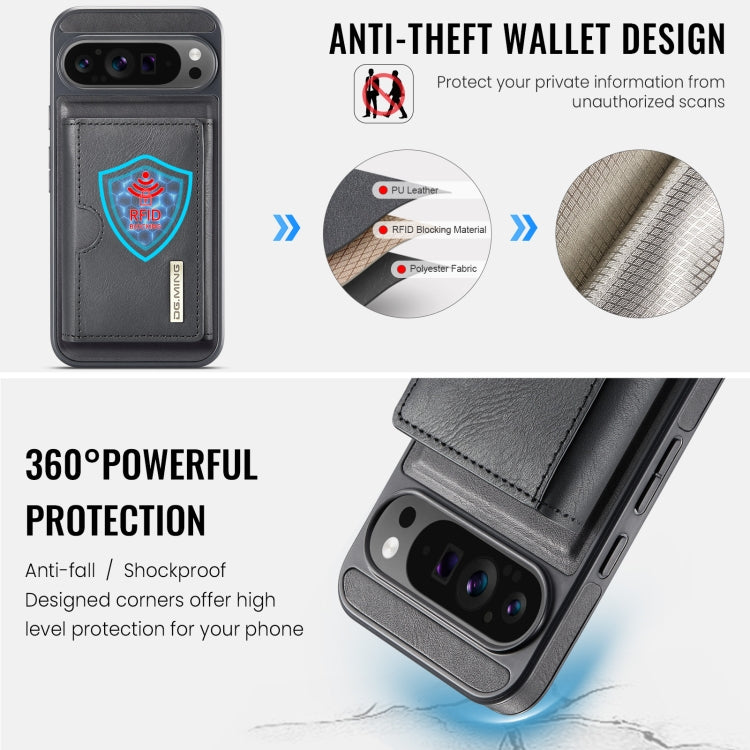 For Google Pixel 9 Pro XL DG.MING M6 Series RFID Tri-fold Card Bag Removable Leather Phone Case(Black) - Google Cases by DG.MING | Online Shopping South Africa | PMC TechLife | Buy Now Pay Later Mobicred