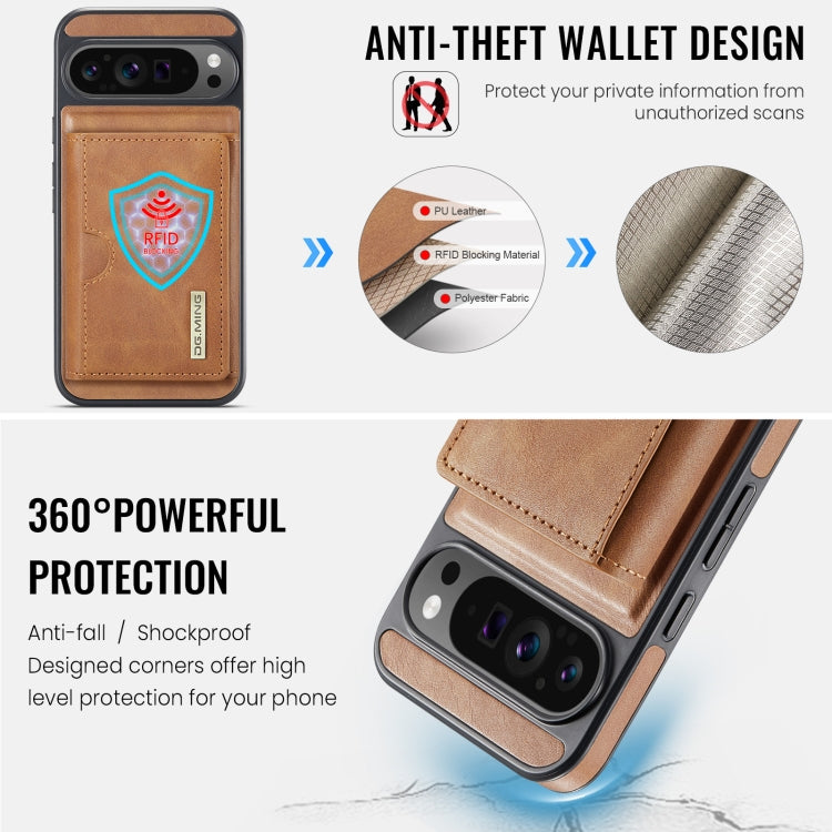 For Google Pixel 9 Pro XL DG.MING M6 Series RFID Tri-fold Card Bag Removable Leather Phone Case(Brown) - Google Cases by DG.MING | Online Shopping South Africa | PMC TechLife | Buy Now Pay Later Mobicred
