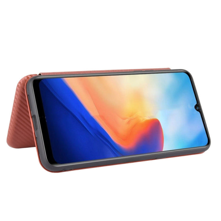 For Blackview A80 Carbon Fiber Texture Horizontal Flip TPU + PC + PU Leather Case with Card Slot(Brown) - More Brand by PMC TechLife | Online Shopping South Africa | PMC TechLife | Buy Now Pay Later Mobicred