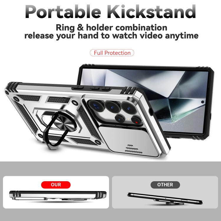 For Samsung Galaxy S25 Ultra 5G Sliding Camshield Holder Phone Case(Silver) - free shipping - PMC Jewellery - Order now!