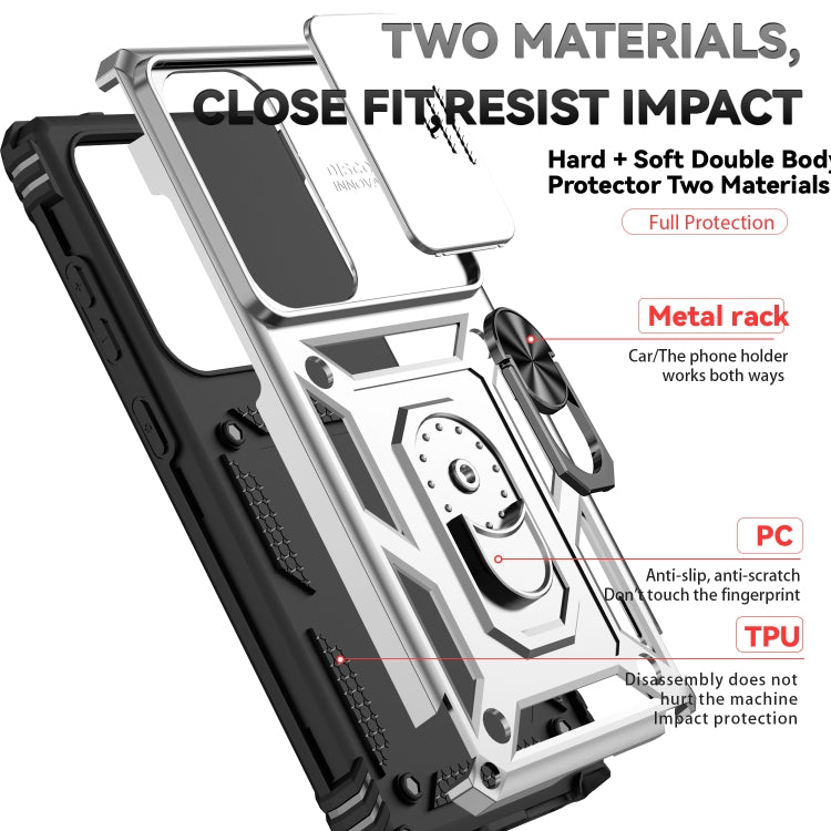 For Samsung Galaxy S25 Ultra 5G Sliding Camshield Holder Phone Case(Silver) - free shipping - PMC Jewellery - Order now!