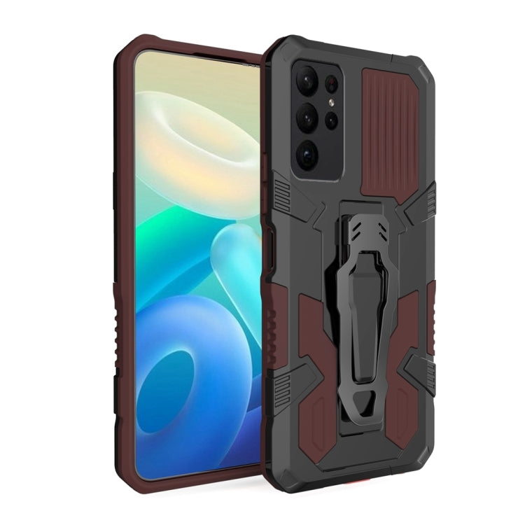 For Samsung Galaxy S25 Ultra 5G Armor Warrior Shockproof PC + TPU Phone Case(Brown) - free shipping - PMC TechLife - Order now!