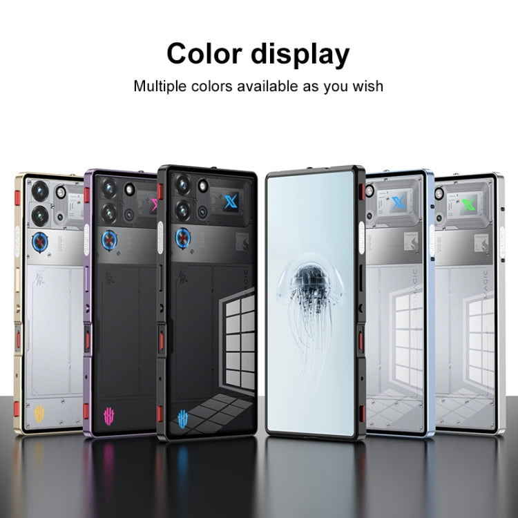 For ZTE nubia Red Magic 10 Pro / 10 Pro+ Snap Buckle Metal Frame Glass Back Panel Phone Case(Silver) - ZTE Cases by PMC TechLife | Online Shopping South Africa | PMC TechLife | Buy Now Pay Later Mobicred