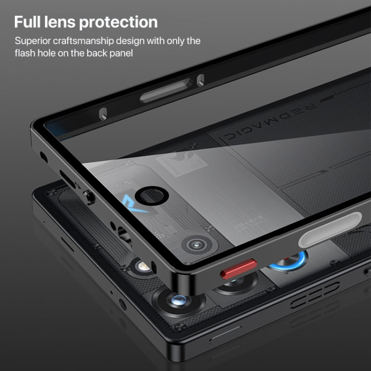 For ZTE nubia Red Magic 10 Pro / 10 Pro+ Snap Buckle Metal Frame Glass Back Panel Phone Case(Sierra Blue) - ZTE Cases by PMC TechLife | Online Shopping South Africa | PMC TechLife | Buy Now Pay Later Mobicred