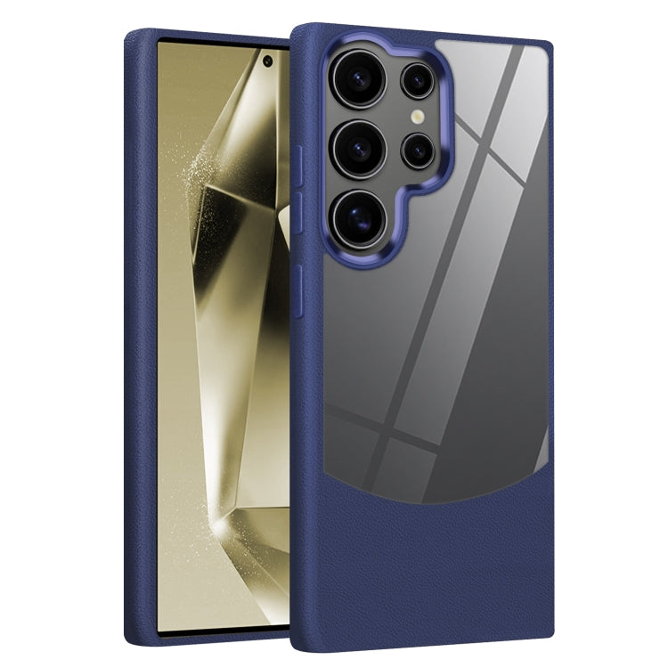 For Samsung Galaxy S25 Ultra 5G Litchi Texture TPU Hybrid Acrylic Phone Case(Blue) - Galaxy S25 Ultra 5G Cases by PMC TechLife | Online Shopping South Africa | PMC TechLife | Buy Now Pay Later Mobicred