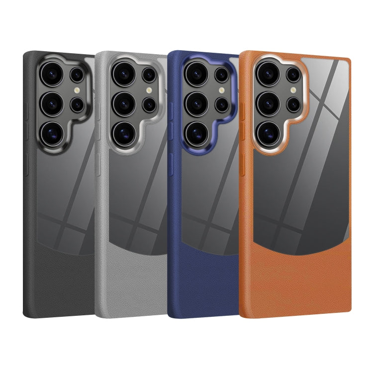 For Samsung Galaxy S25+ 5G Litchi Texture TPU Hybrid Acrylic Phone Case(Grey) - Galaxy S25+ 5G Cases by PMC Jewellery | Online Shopping South Africa | PMC Jewellery | Buy Now Pay Later Mobicred