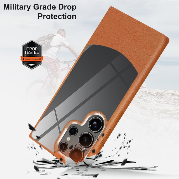 For Samsung Galaxy S25 Ultra 5G Litchi Texture TPU Hybrid Acrylic Phone Case(Black) - Galaxy S25 Ultra 5G Cases by PMC TechLife | Online Shopping South Africa | PMC TechLife | Buy Now Pay Later Mobicred