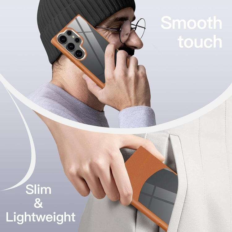 For Samsung Galaxy S25+ 5G Litchi Texture TPU Hybrid Acrylic Phone Case(Grey) - Galaxy S25+ 5G Cases by PMC Jewellery | Online Shopping South Africa | PMC Jewellery | Buy Now Pay Later Mobicred